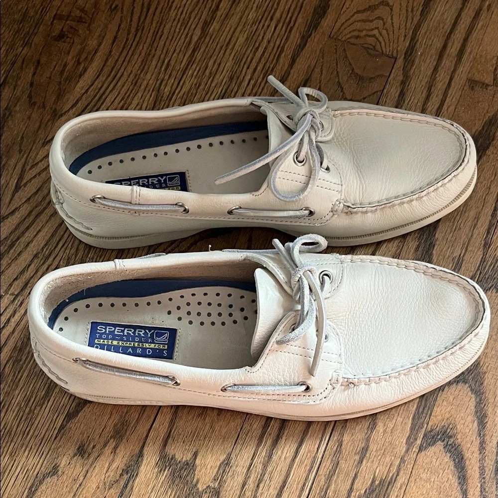 Sperry Men’s Ivory Leather Boat Shoes